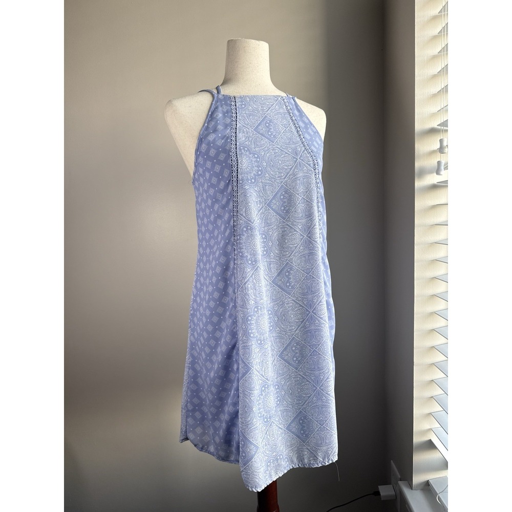 Blue Rain Light Blue Paisley Sundress Strappy Halter Neck Sleeveless Short L